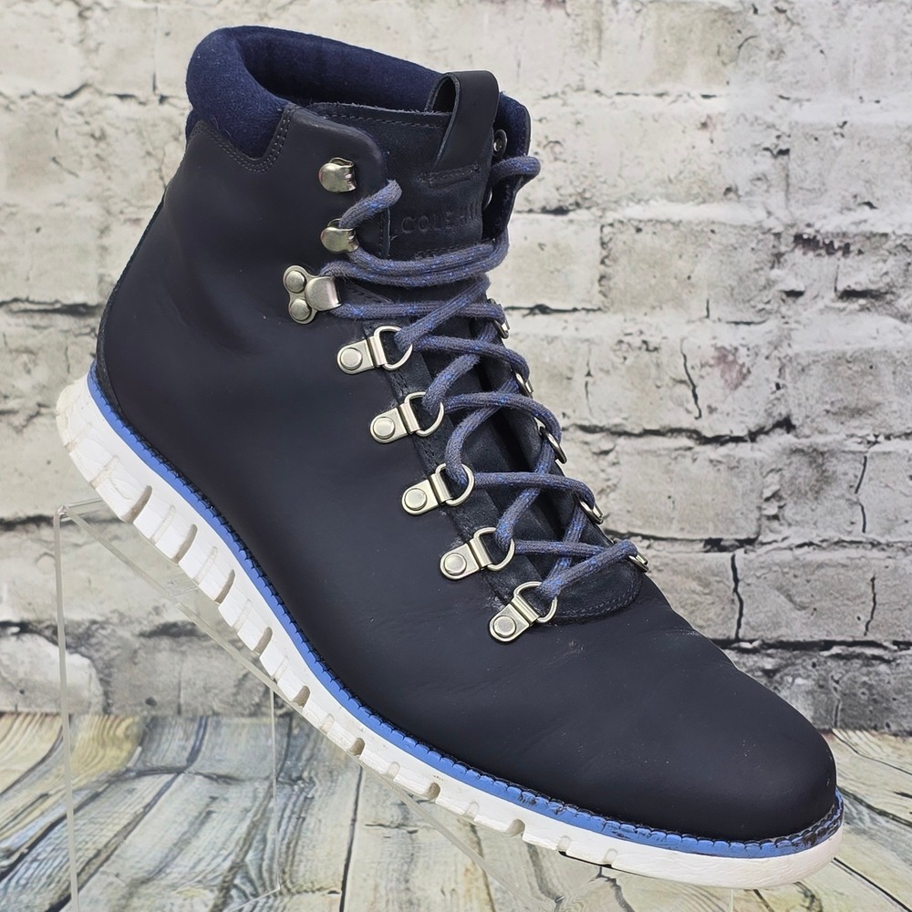 Cole Haan Zerogrand Hiker Boots Mens 11 Navy Blue Leather C31399 Grand OS Shoes